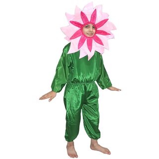                       Kaku Fancy Dresses Nature Theme Double Shade Pink Flower Costume -Pink  Green, For Boys  Girls                                              