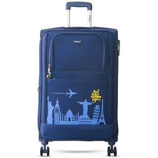                       Timus Salsa Plus 68 cm with Soft Spinner Wheels, Medium Cabin Size Travel Luggage with TSA Lock Navy Blue                                              