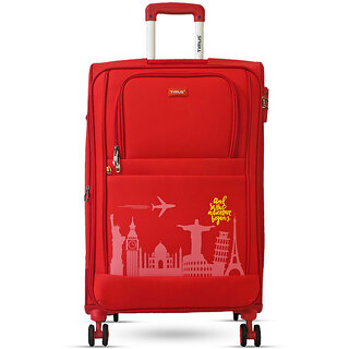                       Timus Salsa Plus 78 cm with Soft Spinner Wheels, Large Cabin Size Travel Luggage with TSA Lock Red                                              