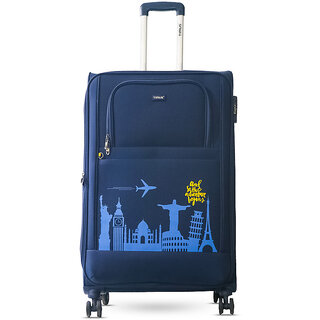                       Timus Salsa Plus 78 cm with Soft Spinner Wheels, Large Cabin Size Travel Luggage with TSA Lock Navy Blue                                              