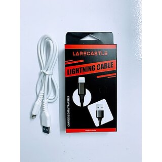                       Larecastle Lightning Cable 3.1 A 1 m NA 3.1 Amp Fast Charging iOS Mobile Lightning Data Cable (Compatible with Mobile, Tablet, All iOS Devices, White, One Cable)                                              