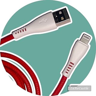                       Larecastle Lightning Cable 3.1 A 1 m PVC 3.1 Amp Fast Charging iOS Mobile Lightning Data Cable High Quality (Compatible with Mobile, Tablet, All iOS Devices, White, One Cable)                                              