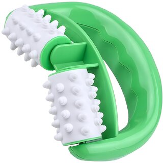                       Manual Round Handle Plastic Massage Roller With 2 Rolls for Muscle Pain and Recovery from Injuries                                              