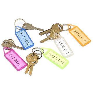                       Plastic Multicolor Assorted Keychain with Two Side Id Label and Split Ring for Office and Home Pack of 50                                              