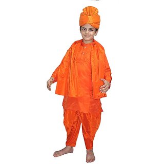                       Kaku Fancy Dresses National Heros Freedom Fighters Swami-Vivekanand Costumes for Kids  Independence Day Costumes                                              
