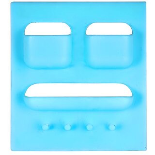                       Multipurpose Self Adhesive Sticker Bathroom Shelf 4 in 1 Wall Mounted Stand for Toothbrush,Holder Storage Box                                              