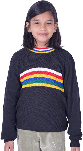 Buy Kid Kupboard Cotton Girls Sweatshirt Black Full Sleeves