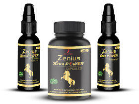 Zenius Xtra Power Kit for Men ual Solution  ual Capsule for Improve Timing, Size  Stamina Power (60 Capsules + 50ML Gel + 50ML Oil)