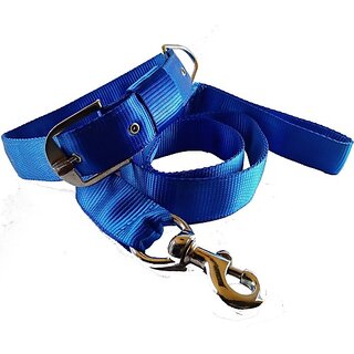                       The Unique Heavy Nylon Dog Collar Leash Set for Biggest dog Dog Collar & Leash (Extra Large, BLUE)                                              