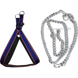                       The Unique Dog Harness & Chain (Large, Blue)                                              