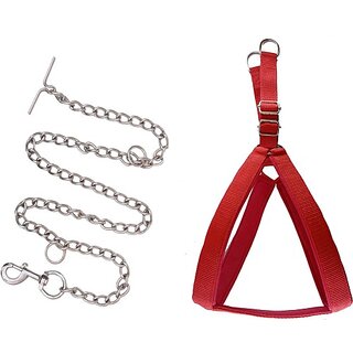                       The Unique Dog Harness & Chain (Large, RED)                                              