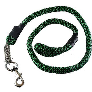                       The Unique Nylon Spring Rope with Robber Griping No-4 Medium Size Trigger Hook 152.4 cm Dog Cord Leash (Green, Black)                                              