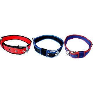                       The Unique Dog Collar Double Lair 3ps Combo set Dog Everyday Collar (Medium, MULTICOLOR)                                              