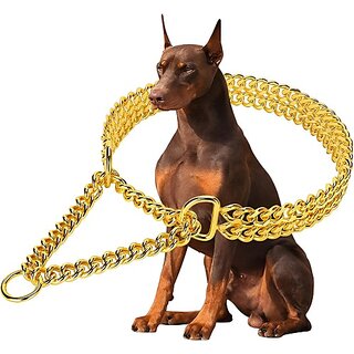                       The Unique Dog Choke Chain Collar (Extra Large, Golden)                                              