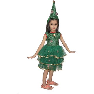                       Kaku Fancy Dresses Christmas Tree Girl Costume / Christmas Tree Dresses / Christmas Tree Outfit Green For Girls                                              