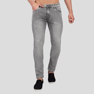                       MEGHZ Men Grey Denim Ricardo Slim Fit Jeans                                              