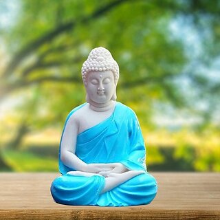                       Homeberry Meditation Blue Buddha Statue,Lord Figurine/Idol for Home and Office Decorative Showpiece  -  13 cm (Resin, Blue)                                              