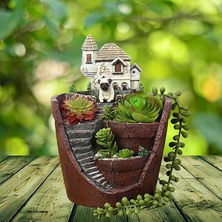                       Homeberry Homeberry Sweet Home Flower Pot Showpiece for Garden and Home Decorative Showpiece  -  20 cm (Resin, Multicolor)                                              