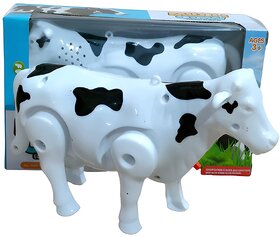 Battery Operated Walking Milk Cow Funny Toy with Light and Sound for Kids Multi