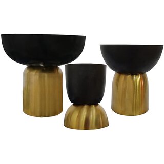                       GARDEN DECO Brass Indoor Plant Pots for Home Decoration (3 Size Combo)                                              