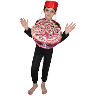                       Kaku Fancy Dresses Junk Food, Object Pizza Costume Multicolour, For Boys  Girls                                              