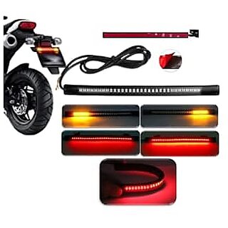                       ELTRON TURBO DC Power 12V Imported License Plate LED Light Strip with 48 SMD LEDs for Brake Stop Turn Signal Universal For All Bikes Motorcycle Scooties (Pack Of 1 8 Inches)  Red And Yellow                                              