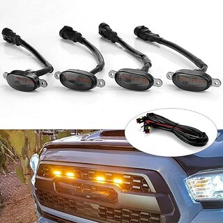                       CLOUDSALE 4 Pieces Smoked LED Lens Front Grille Running Light universal for car                                              