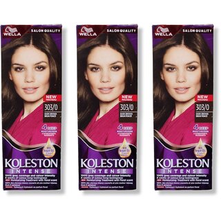                       New Packaging Wella Koleston Hair Color - Dark Brown 303/0 (Pack of 3)                                              