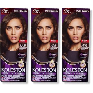                       New Packaging Wella Koleston Hair Color - Medium Brown 304/0 (Pack of 3)                                              