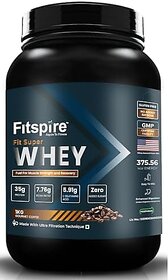 Fitspire Super Fit Whey Protein - 1 Kg/2.2 Lb | 35 Gm Protein | 7.76G Gm Bcaa | 5.91Gm L-Glutamine Acid | Zero Added Sugar | Powder Supplement | Goumet Coffee - 10 - Serving