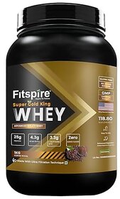 Fitspire Super Gold King Advanced Isolate Whey Protein - 1 Kg/2.2 Lb  25 Gm Protein  4.3 Gm Bcaa  3.3Gm L-Glutamine Acid  Zero Added Sugar  Powder Supplement  Coffee Royal - 30 - Serving