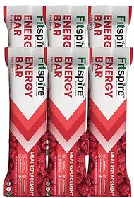 Fitspire Energy Bar, 100 Vegan With Redberry Flavour For Helping Instant Energy, Boosts Athletic Performance  Improves Muscle Recovery- Pack Of 6