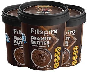 Fitspire Original Peanut Butter Crunchy Chocolate  1.2Kg  23G Protein To Boost Energy  Tasty  Healthy Nut Butter Spread  Vegan  Cholesterol Free, Gluten Free Zero Trans Fat