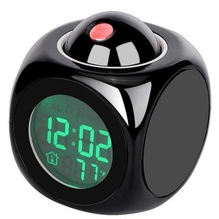                       Plastic LCD Talking Digital Alarm Clock with Projector Time Display Watch with Indoor Temperature                                              