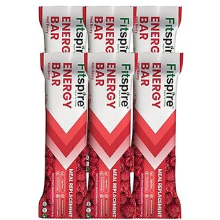                      Fitspire Energy Bar, 100 Vegan With Redberry Flavour For Helping Instant Energy, Boosts Athletic Performance  Improves Muscle Recovery- Pack Of 6                                              