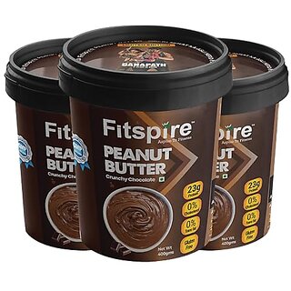 Fitspire Original Peanut Butter Crunchy Chocolate  1.2Kg  23G Protein To Boost Energy  Tasty  Healthy Nut Butter Spread  Vegan  Cholesterol Free, Gluten Free Zero Trans Fat
