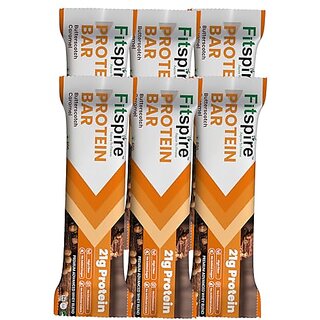                       Fitspire Butter Scotch Caramel Energy Bar, 100 Vegan With 20.5 Gm Whey Blend Protein For Muscle Gain- Pack Of 6 (Each 20G)                                              