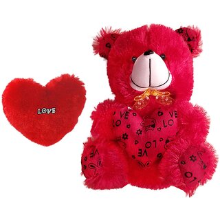 RED Teddy Bear (13Inch) with Red Heart Set of 2 for your love Birthday and Valentine