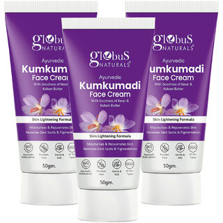 Globus Naturals Ayurvedic Kumkumadi Skin Lightening Face Cream Chemical Free Paraben Free Suitable For All Skin Types 50gm Pack of 3 Globus Naturals Ayurvedic Kumkumadi Skin Lightening Face Cream Chemical Free Paraben Free Suitable For All Skin Types 50gm Pack of 3
