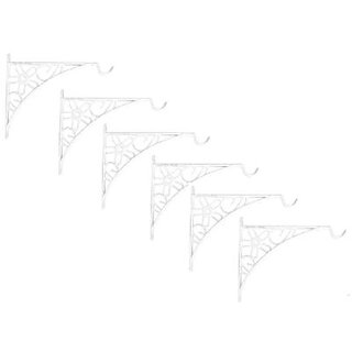                       GARDEN DECO Flower Design Wall Bracket for Hanging Baskets (White, Set of 6 PCs)                                              