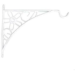                       GARDEN DECO 12 Inch Metal Wall Bracket for Hanging Baskets (White, 1PC)                                              