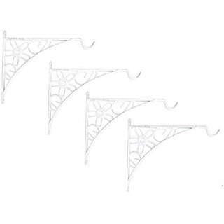                       GARDEN DECO Flower Design Wall Bracket for Hanging Baskets (White, Set of 4 PCs)                                              