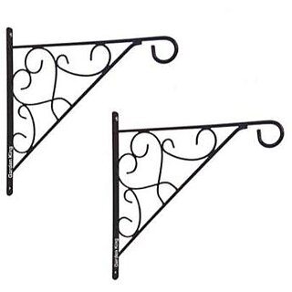                      GARDEN DECO 12 Inch Wall Bracket for Hanging Baskets and Bird Feeders (Color  Black, Set of 2 PC, Size 12 Inch)                                              