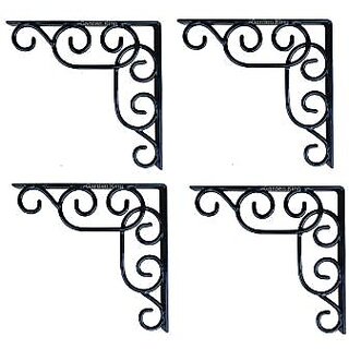                       GARDEN DECO 10 Inch Handcrafted Wall Bracket (Color  Black, Set of 4 PC, Size 10 Inch)                                              
