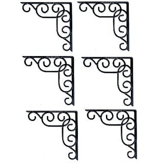                       GARDEN DECO 10 Inch Handcrafted Wall Bracket (Color  Black, Set of 6 PC, Size 10 Inch)                                              
