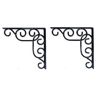                       GARDEN DECO 10 Inch Handcrafted Wall Bracket (Color  Black, Set of 2 PC, Size 10 Inch)                                              
