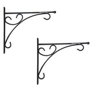                       GARDEN DECO 12 Designer Inch Wall Bracket (Color  Black, Set of 2 PC, Size 12 Inch)                                              