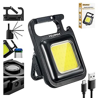                       Wox Keychain LED Light 2-Hours Battery Life with Bottle Opener Magnetic Base and Folding Bracket Mini COB 500 Lumens Rechargeable Emergency Light (Square with 4 Modes Aluminum)                                              