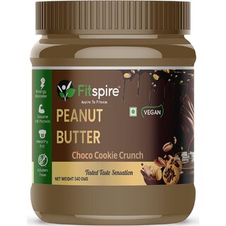 Fitspire 100 Roasted Crunchy Peanut Butter - Choco Cookie Crunch Flavour, 340gm Rich in Source of Fiber Protein V Fitspire 100 Roasted Crunchy Peanut Butter - Choco Cookie Crunch Flavour, 340gm Rich in Source of Fiber Protein V