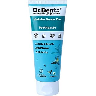 Dr. Dento Matcha Green Tea Toothpaste - 125g / SLS Free / Floride Free / Vegan Toothpaste